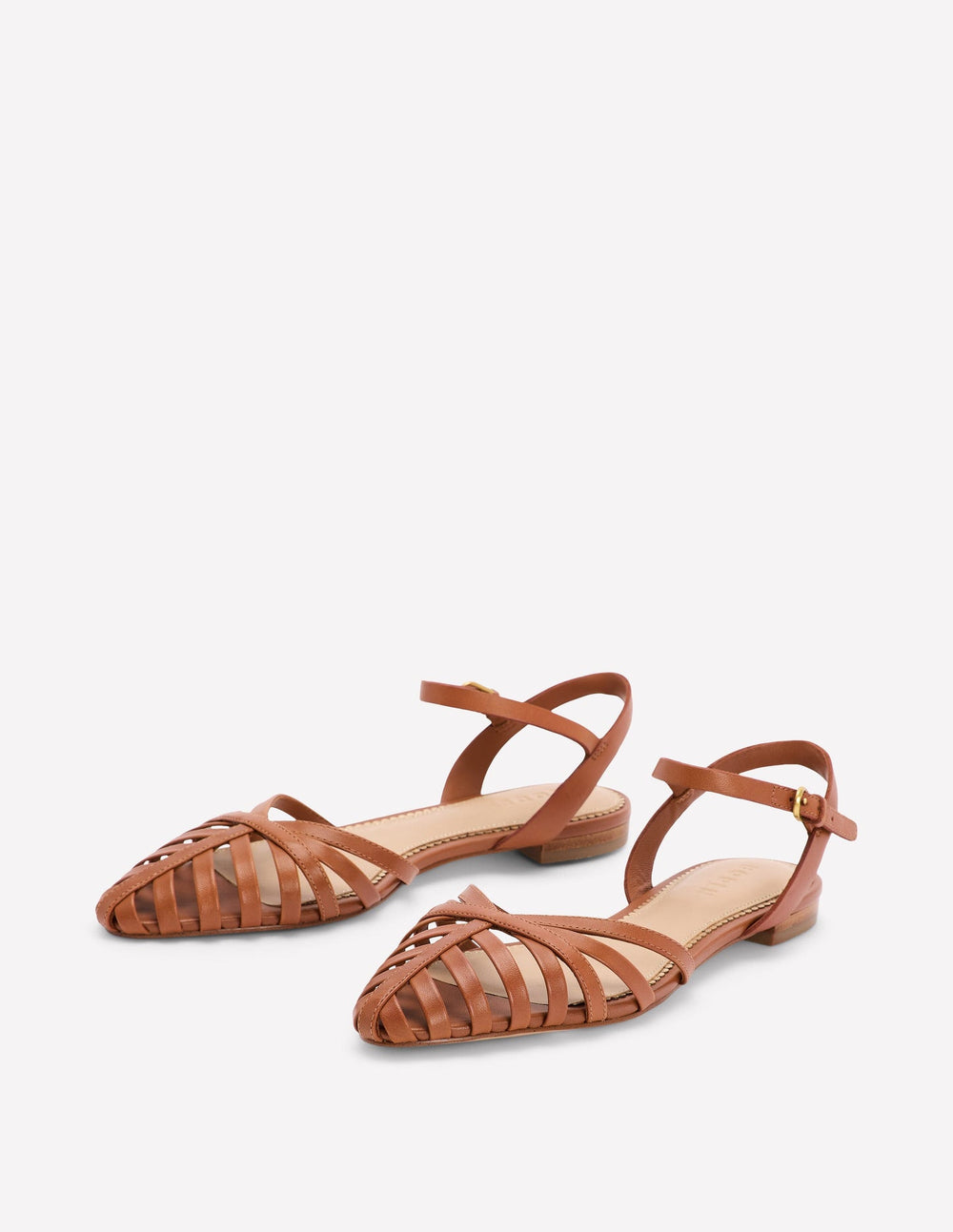 Multi Strap Pointed Sandals - Tan