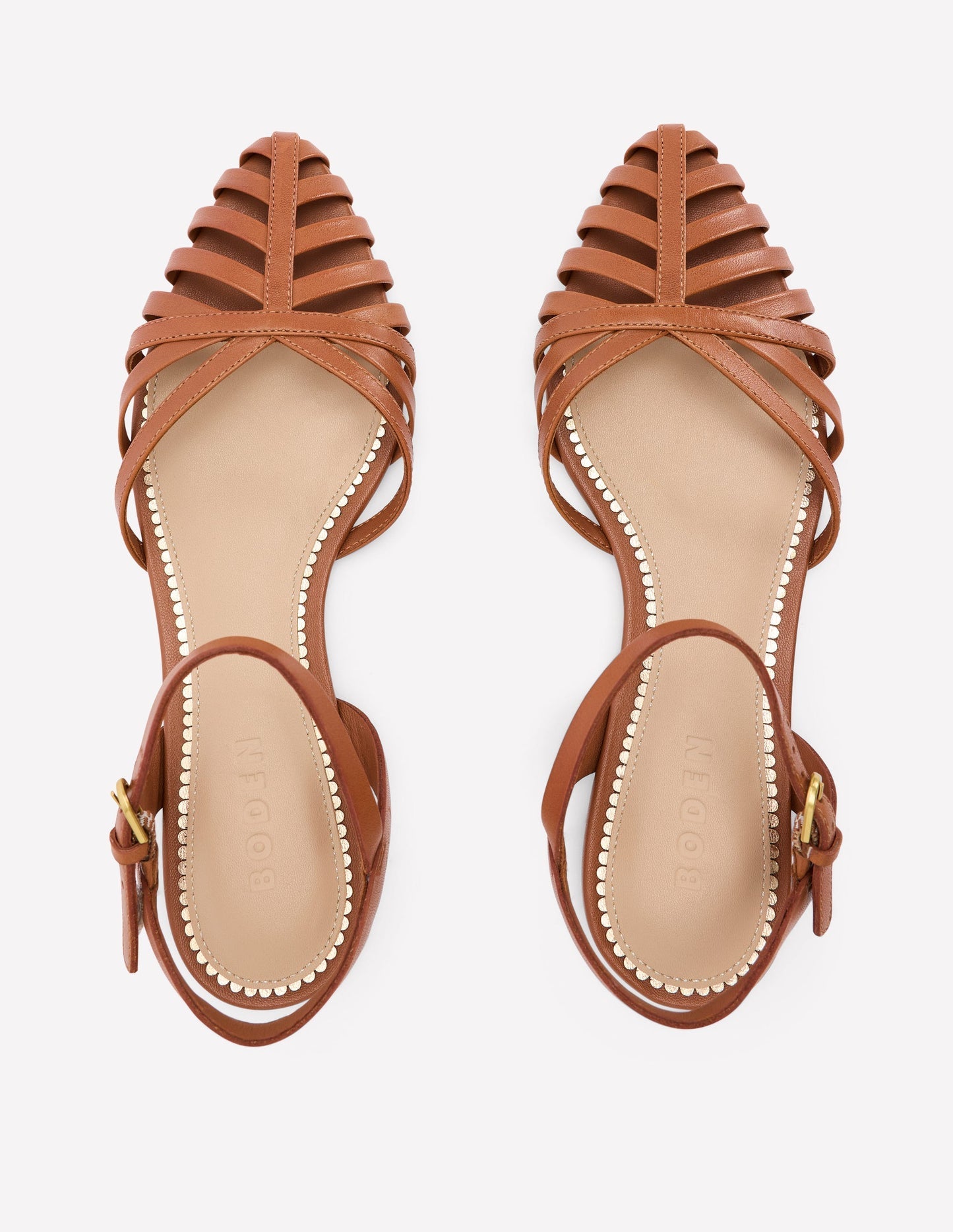 Multi Strap Pointed Sandals - Tan