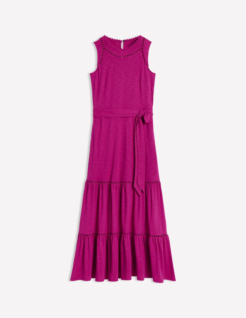 Mila Trim Tiered Jersey Dress - Fuschia