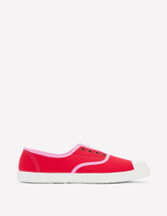 Laceless Canvas Plimsoll - Post Box Red/Soft Pink