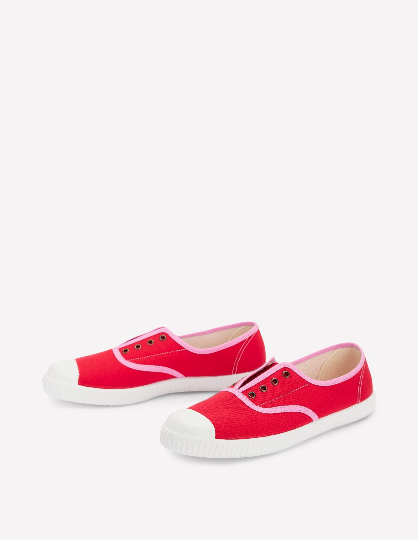 Laceless Canvas Plimsoll - Post Box Red/Soft Pink