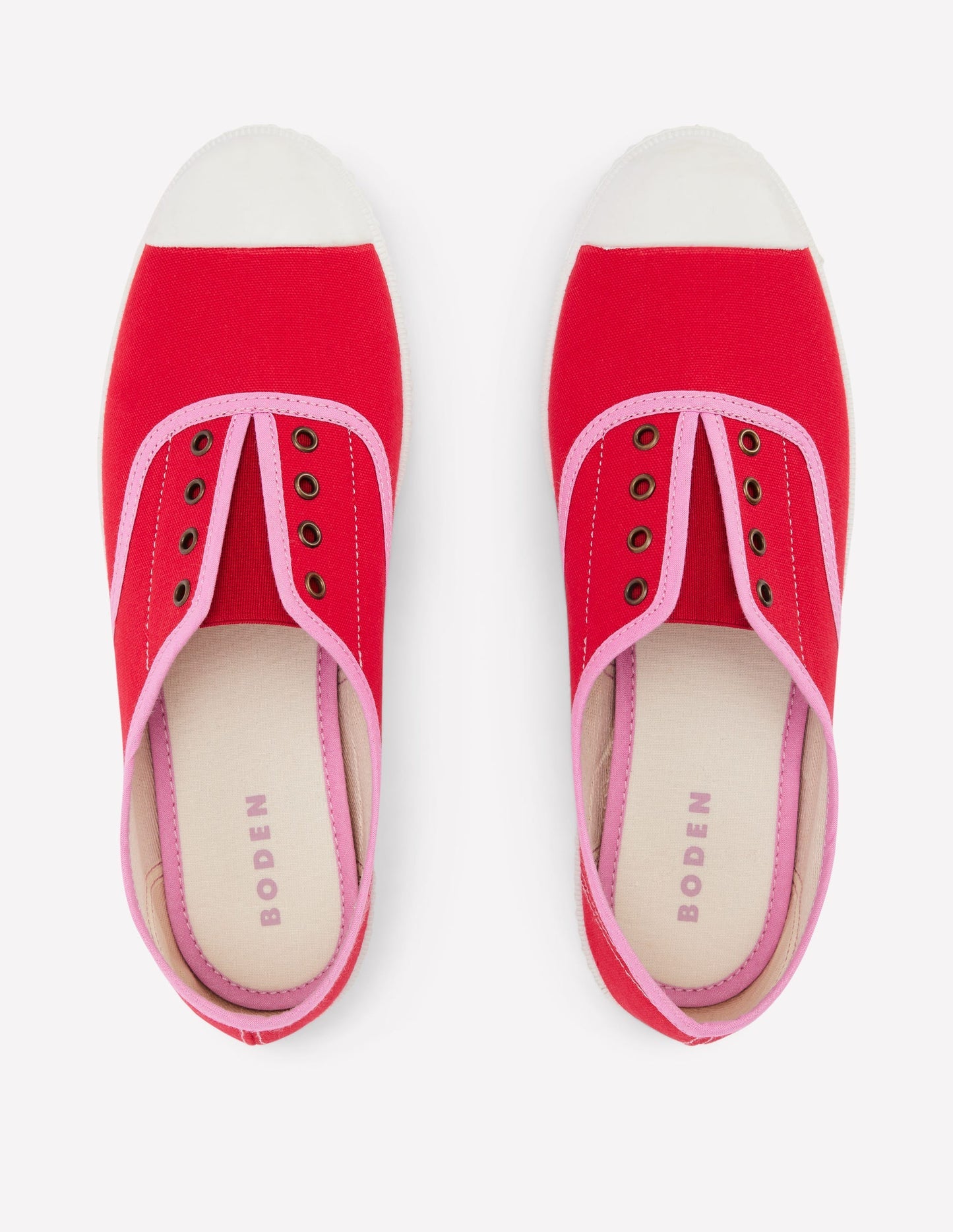 Laceless Canvas Plimsoll - Post Box Red/Soft Pink