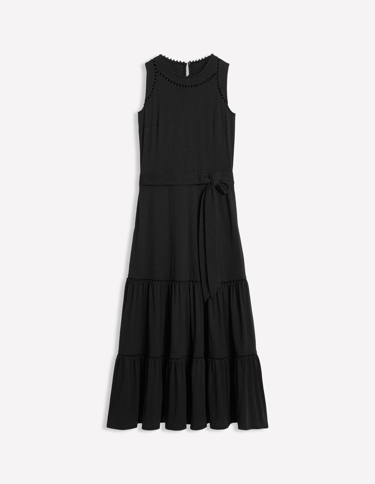 Mila Trim Tiered Jersey Dress - Black