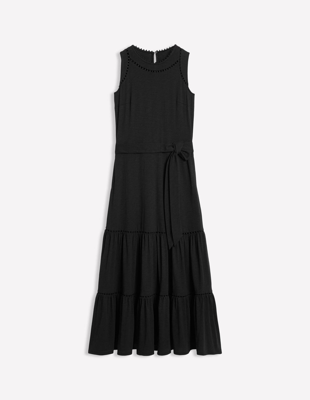 Mila Trim Tiered Jersey Dress - Black