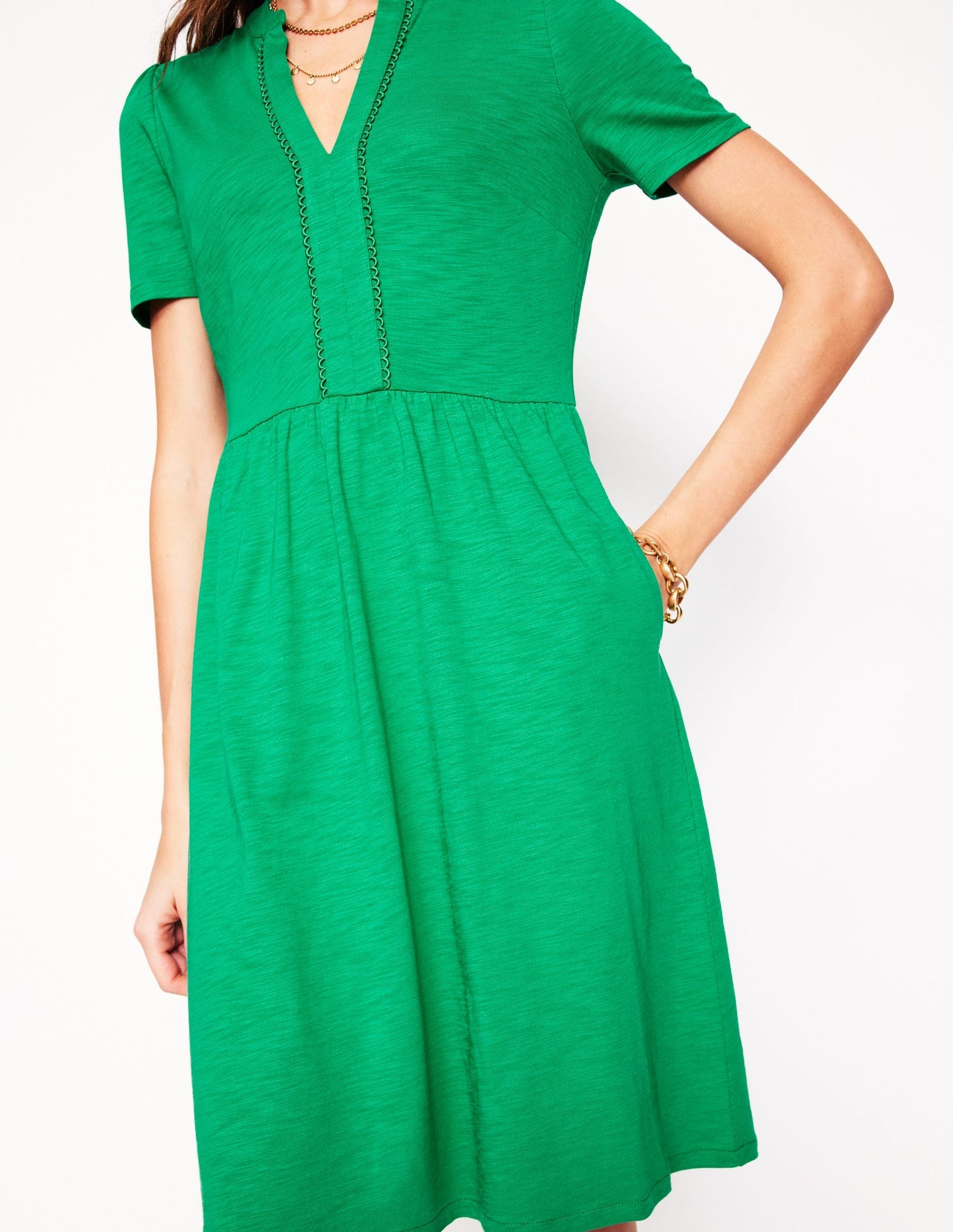 Naomi Short Sleeve Dress - Teal Stamp