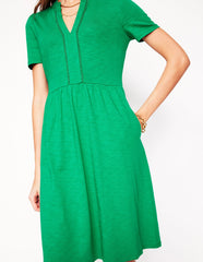 Naomi Short Sleeve Dress - Teal Stamp