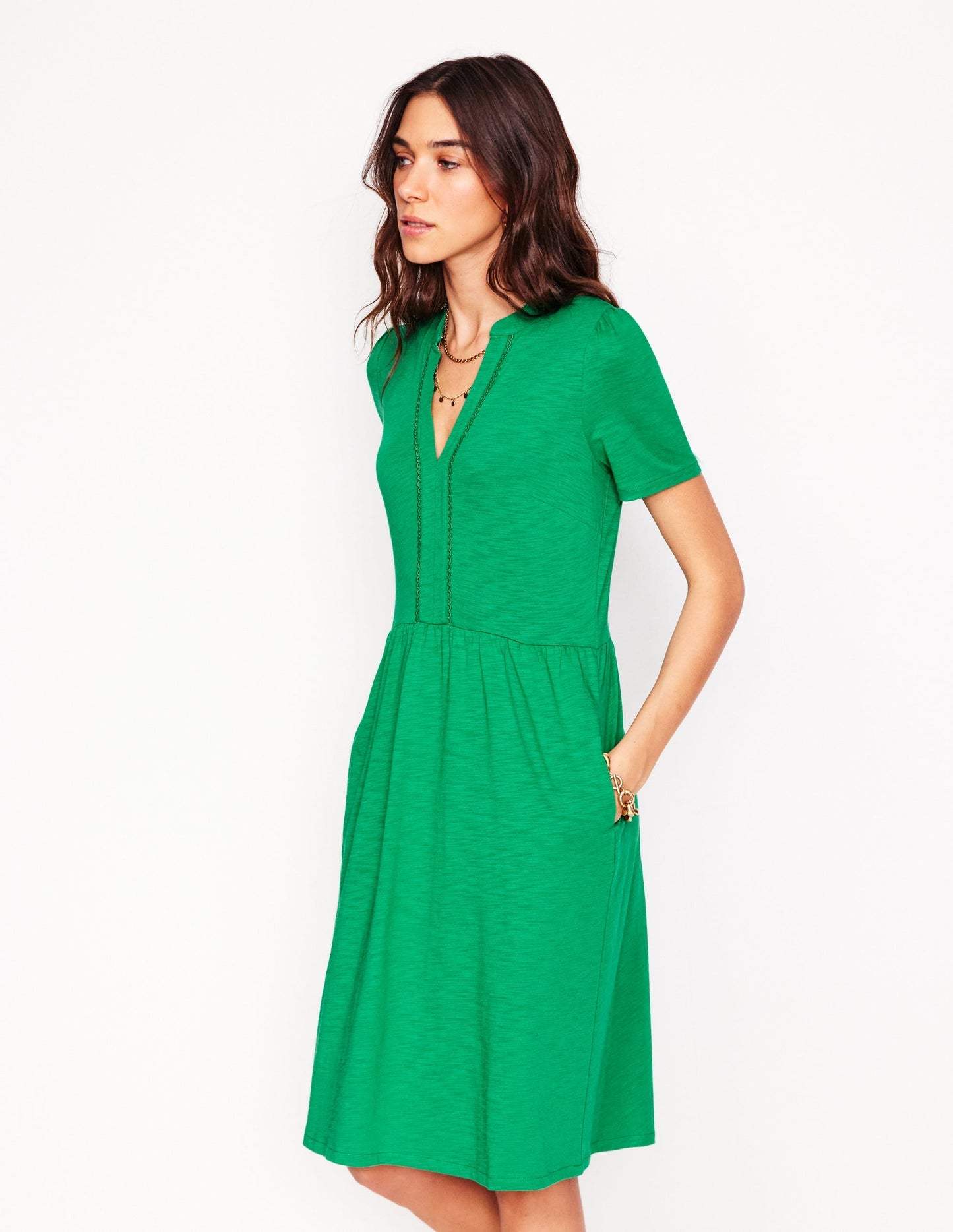 Naomi Short Sleeve Dress - Teal Stamp