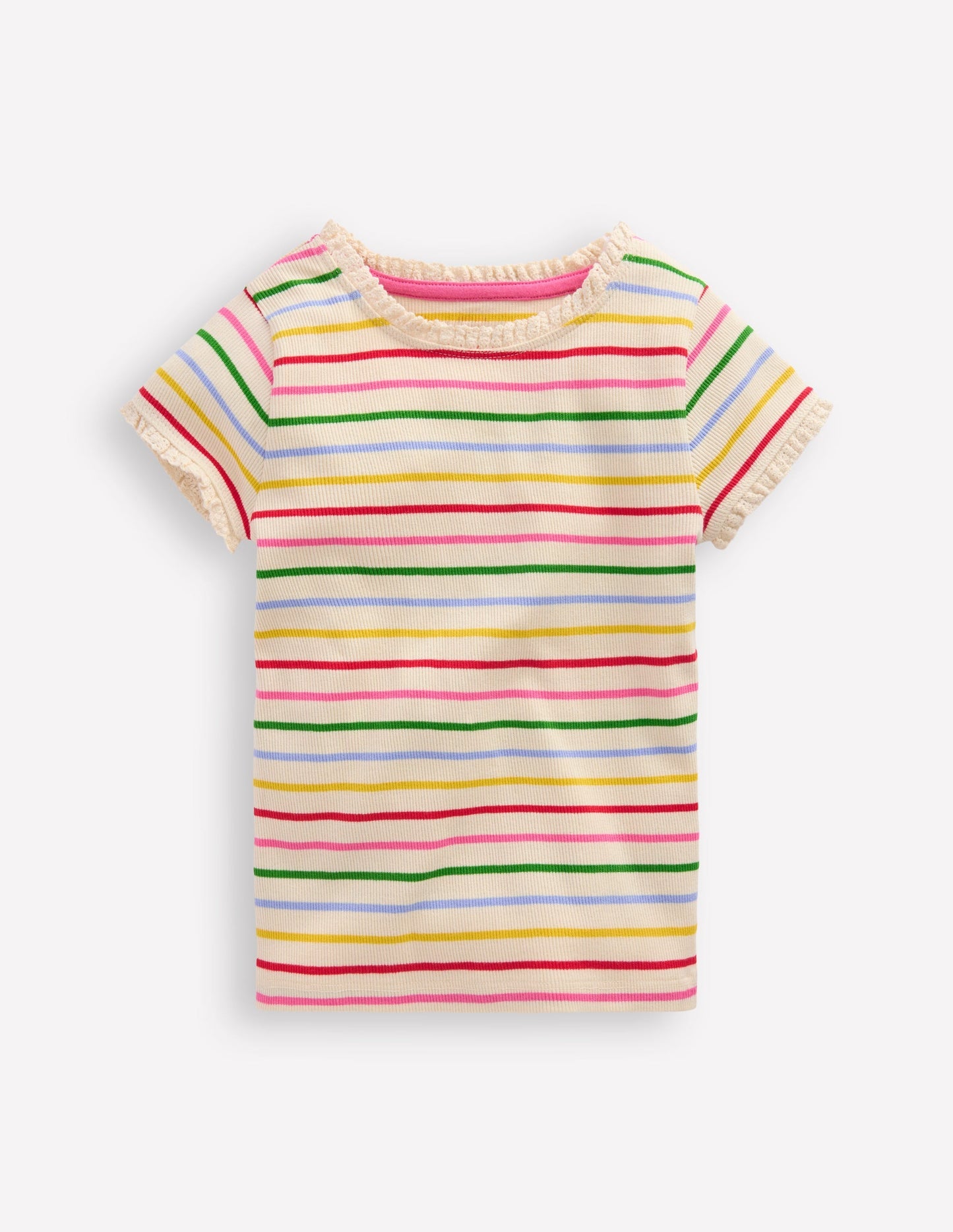 Short Sleeve Ribbed T-shirt - Multi Stripe