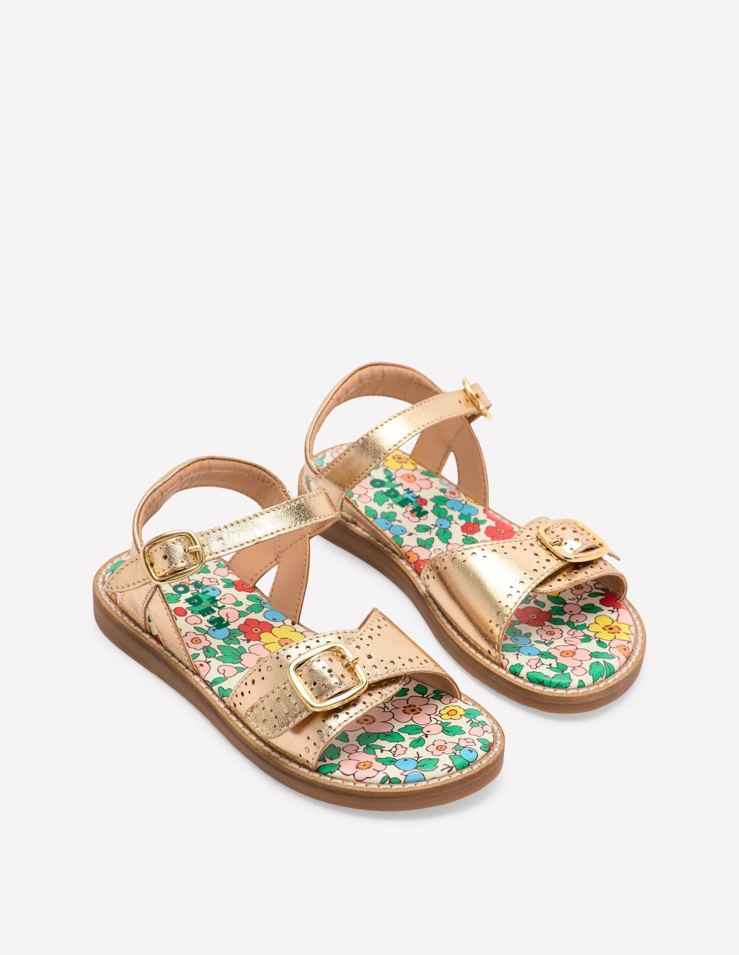Leather Buckle Sandals - Gold