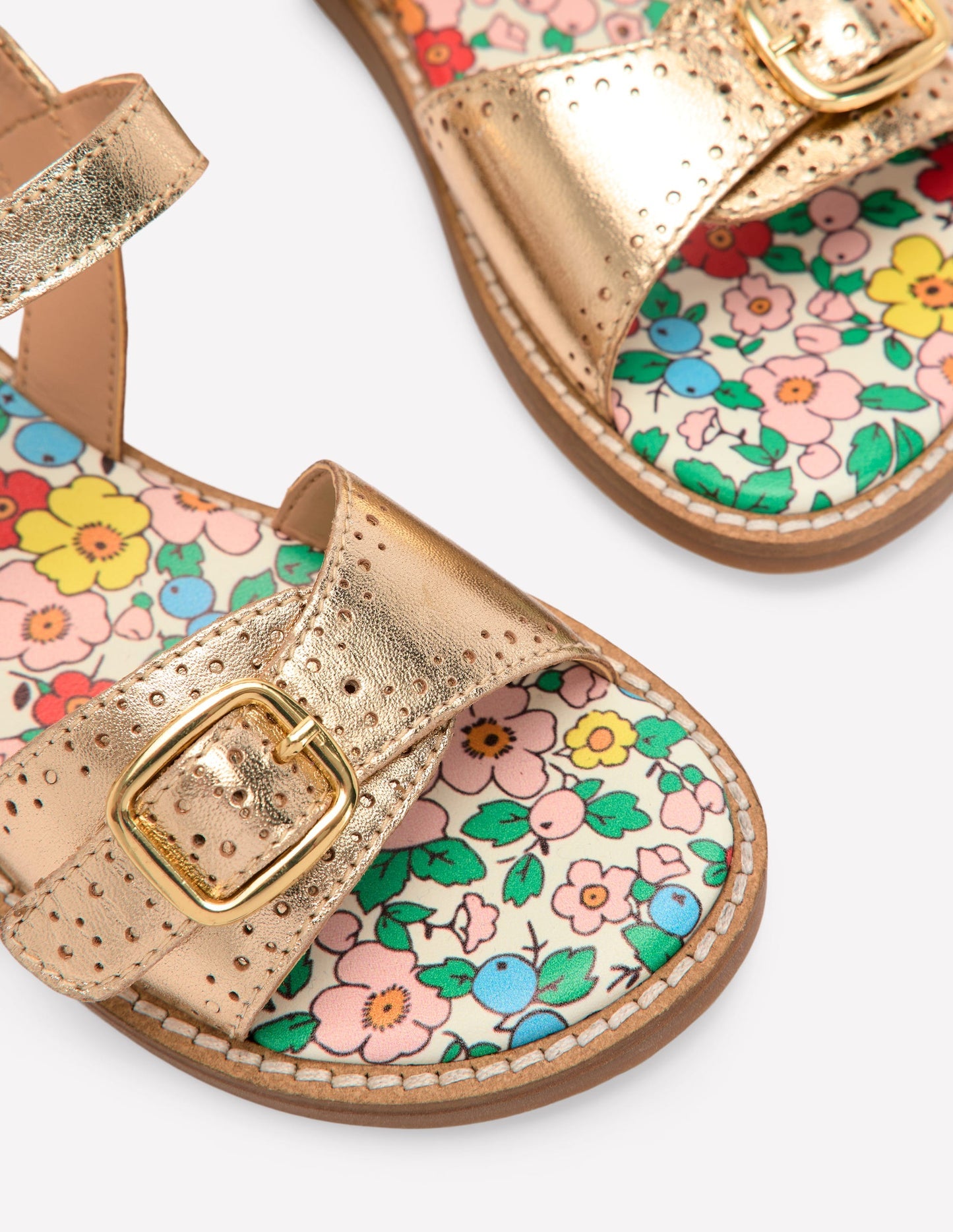 Leather Buckle Sandals - Gold