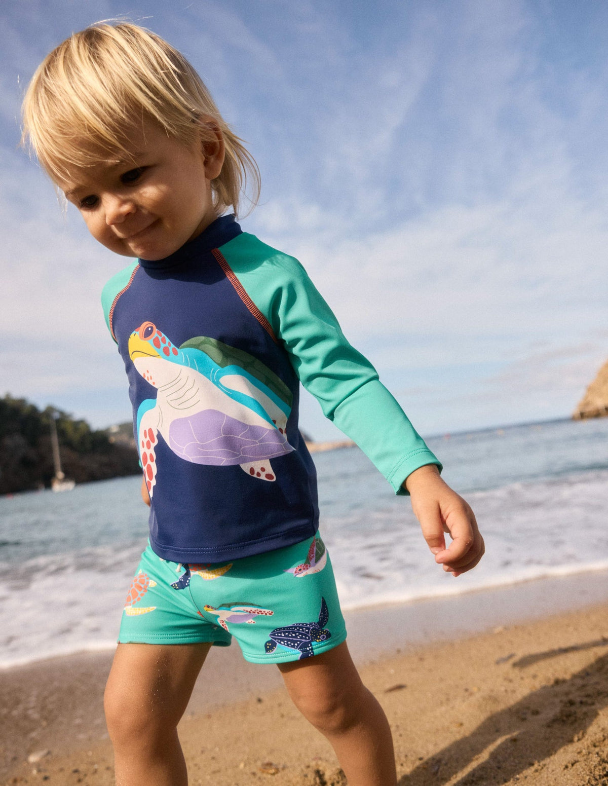 Fun Rash Vest Set - Aquamarine Blue Turtles
