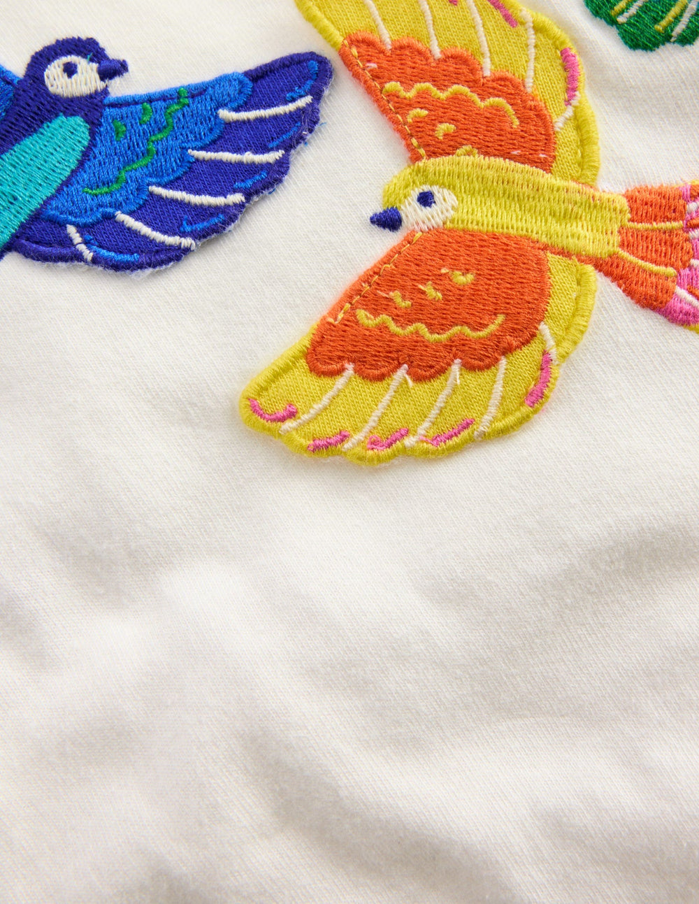 Flutter Short Sleeve T-shirt - Ivory Birds