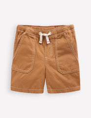 Pull - On Cotton Shorts - Butterscotch Brown