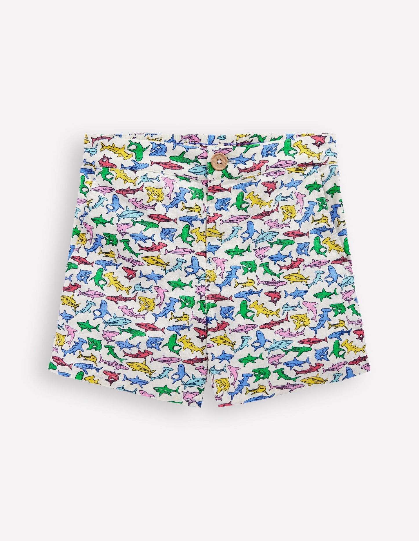 Cotton Linen Shorts - Multi Micro Sharks