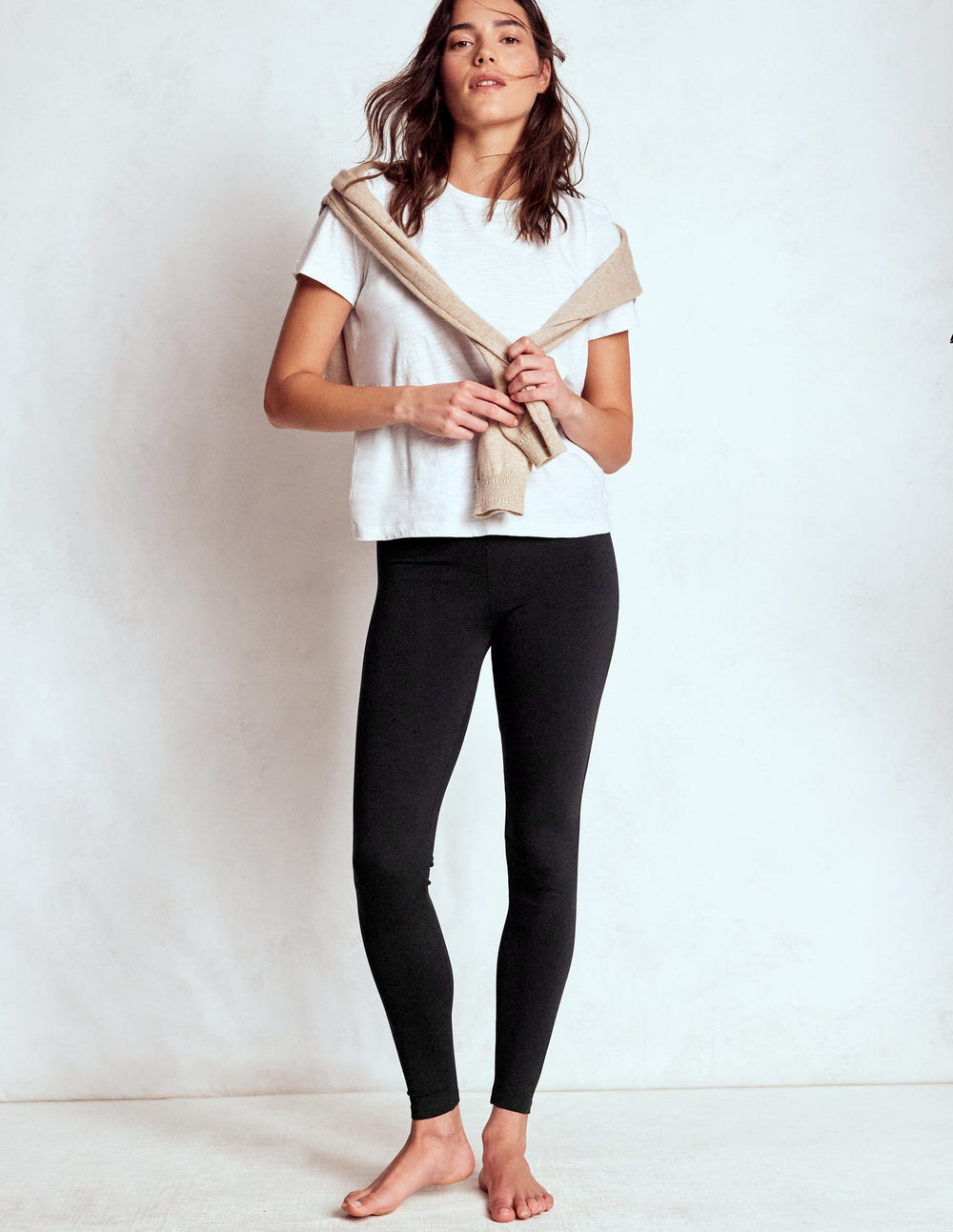 High Rise Jersey Leggings - Black