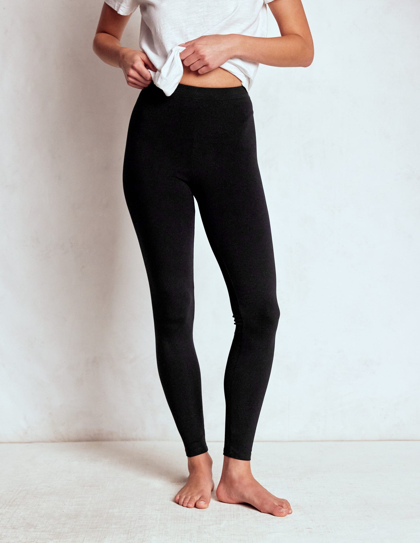 High Rise Jersey Leggings - Black