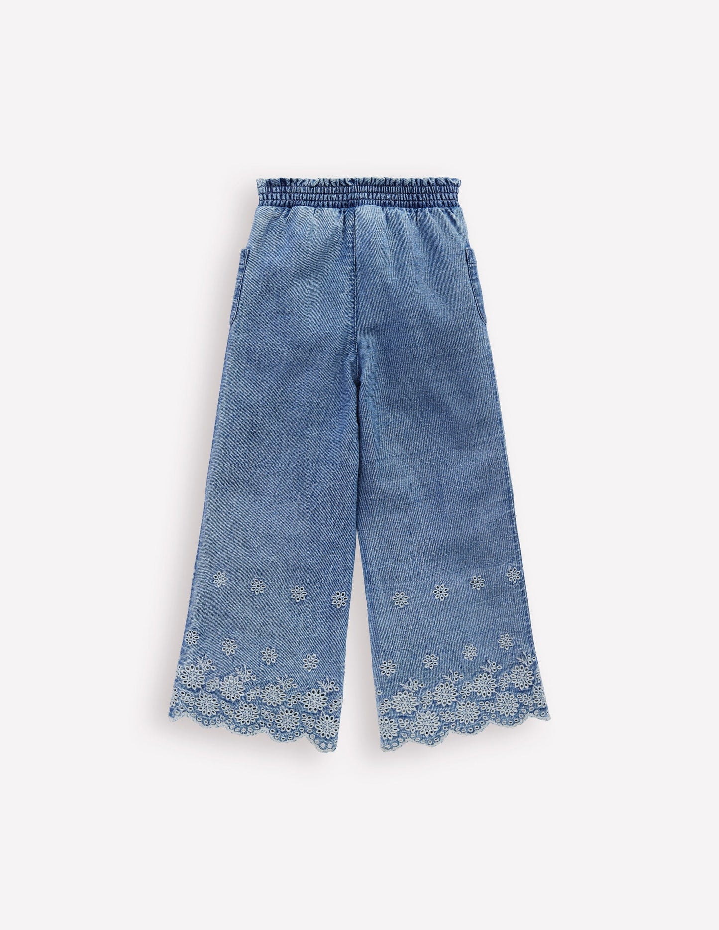 Broderie Hem Pants - Denim
