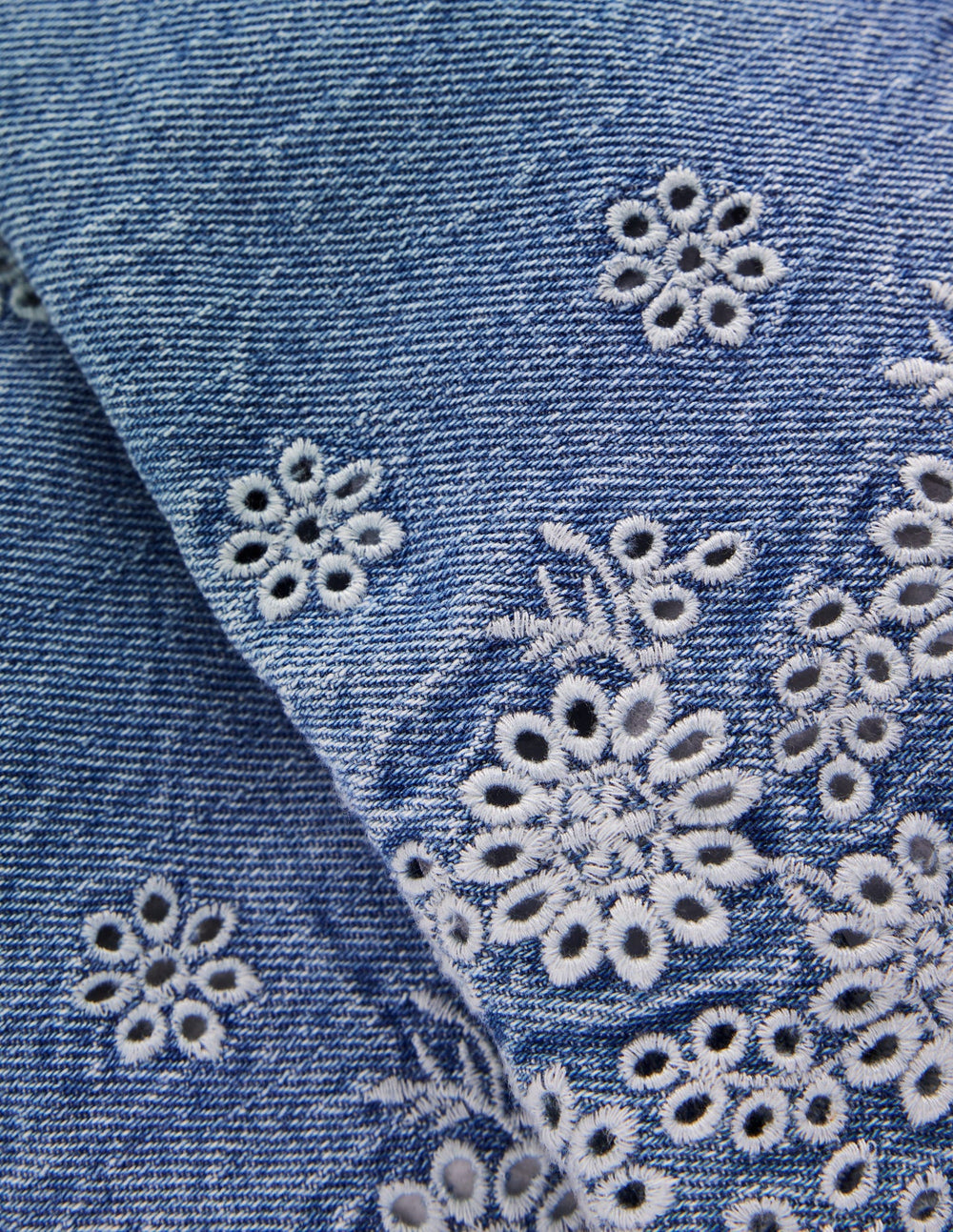 Broderie Hem Pants - Denim