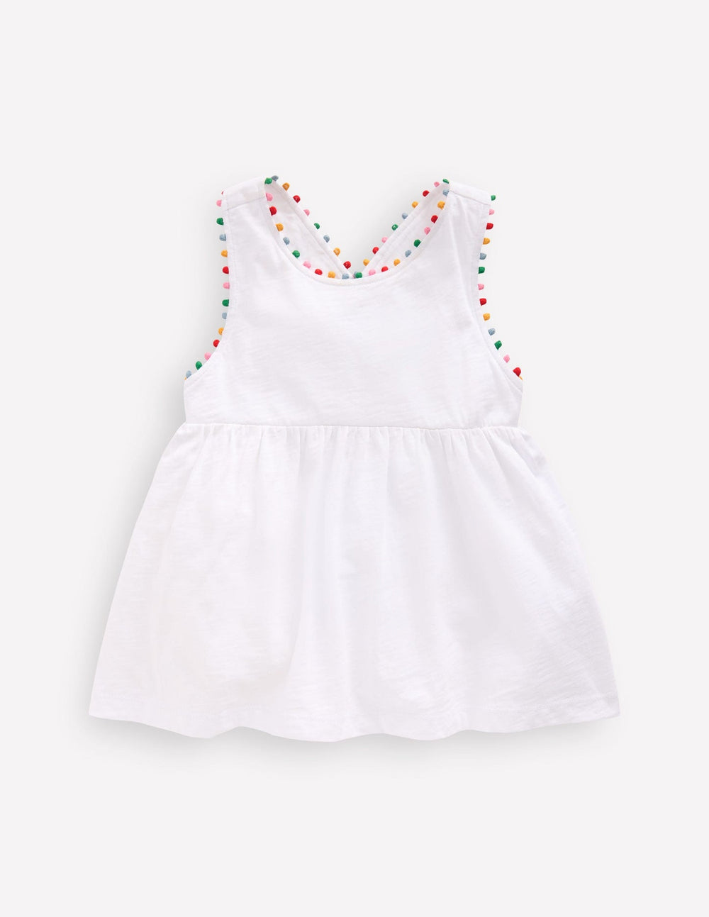 Cross - back Pom Top - White