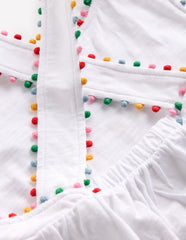 Cross - back Pom Top - White