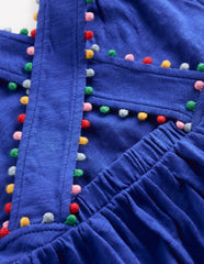 Cross - back Pom Top - Bright Blue