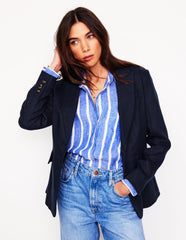 Stamford Linen Blazer - Navyy