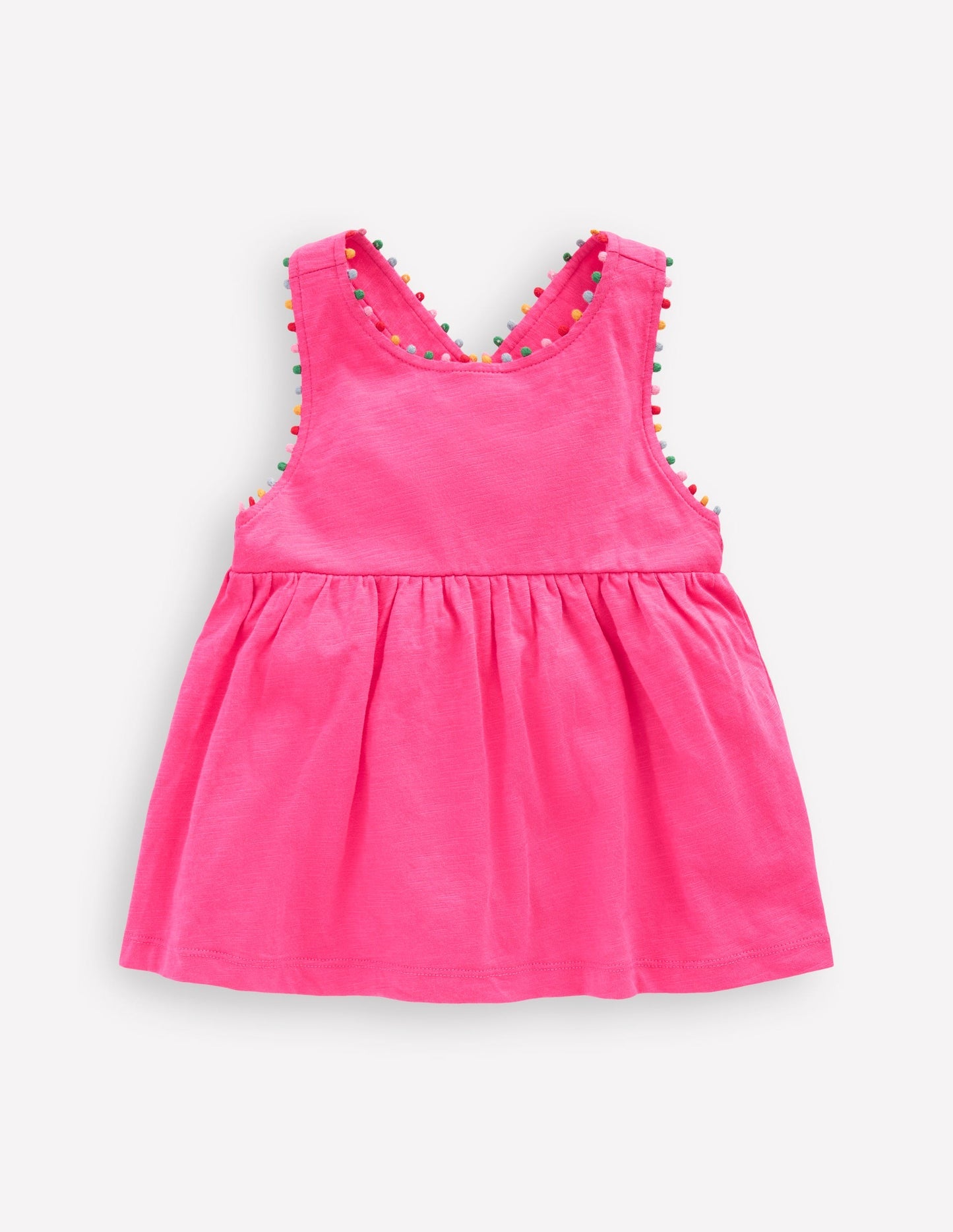 Cross - back Pom Top - Flamingo Pink