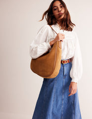 Suede Hobo Bag - Tan