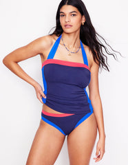 Santorini Tankini Top - Navy/ Coral Punch Pink/ Blue