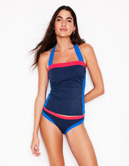 Santorini Tankini Top - Navy/ Coral Punch Pink/ Blue