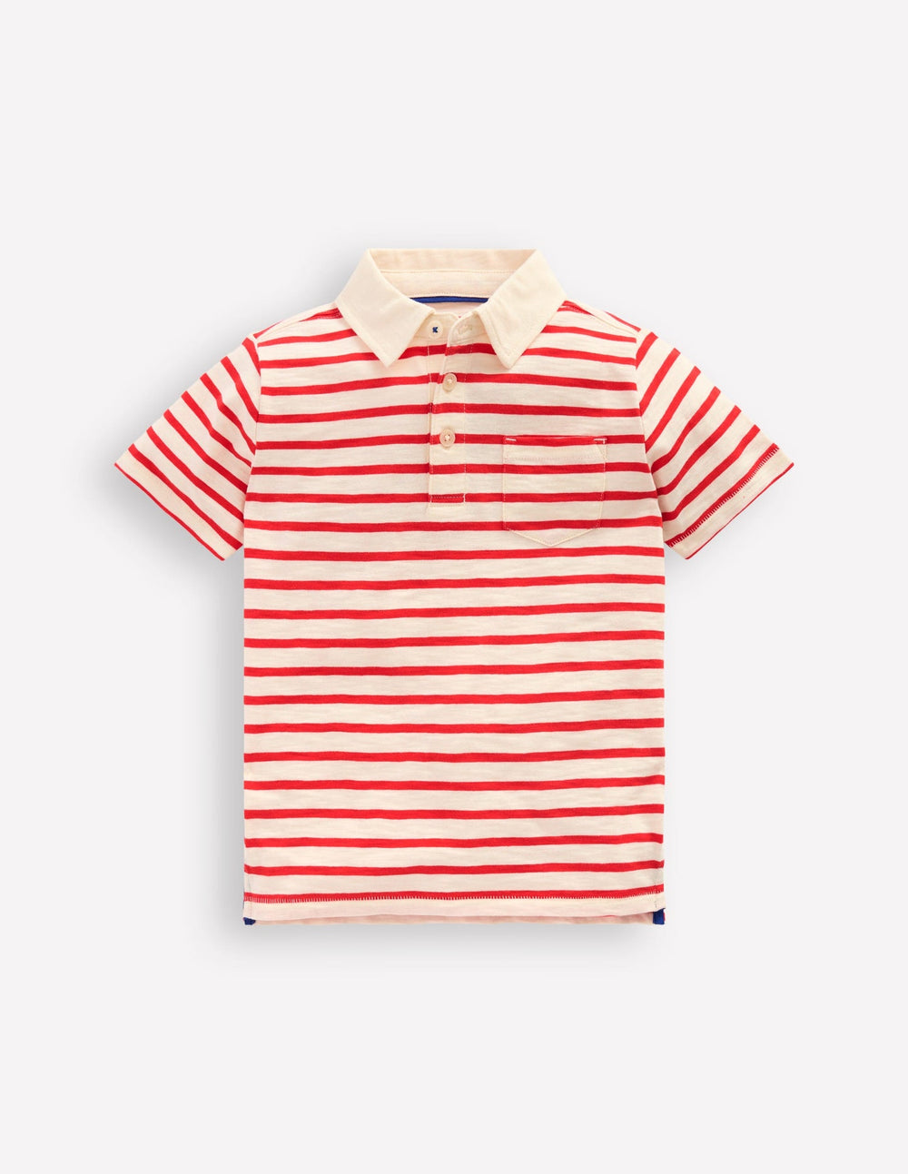 Slub Polo Shirt - Poppy Red/ Ivory