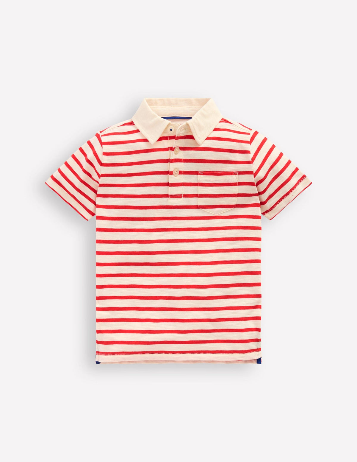 Slub Polo Shirt - Poppy Red/ Ivory
