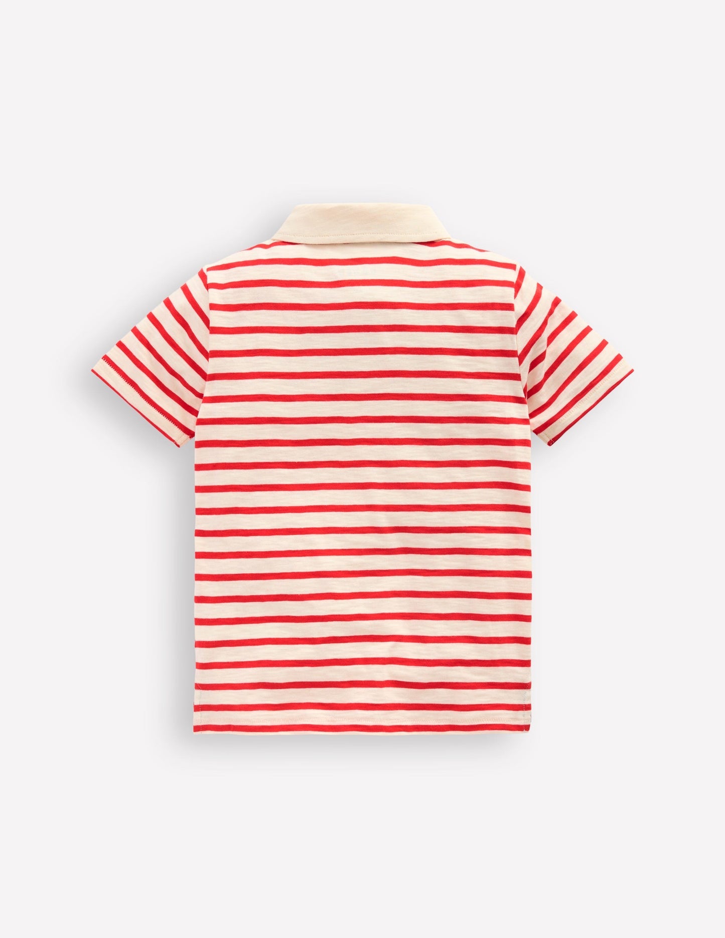 Slub Polo Shirt - Poppy Red/ Ivory