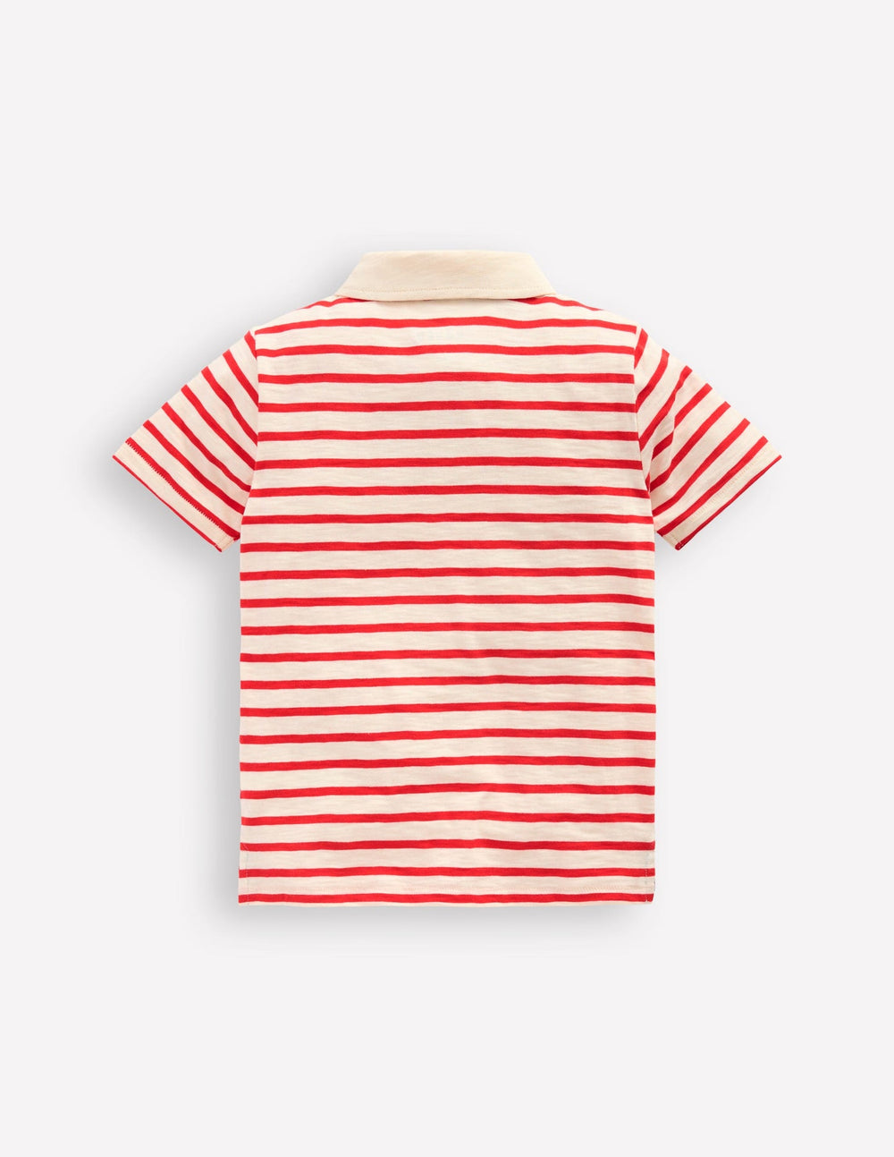 Slub Polo Shirt - Poppy Red/ Ivory