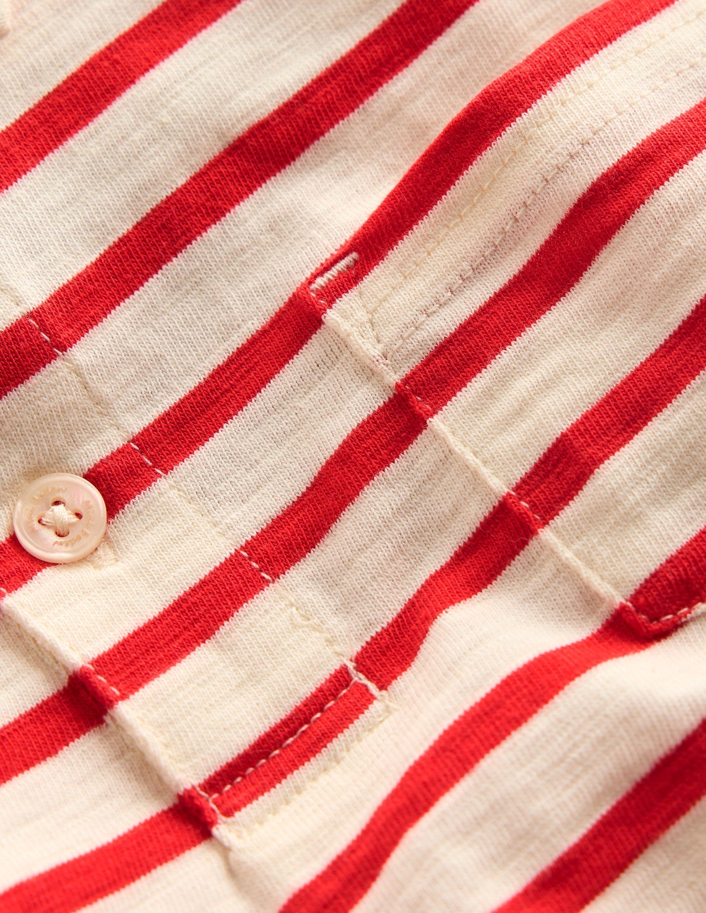 Slub Polo Shirt - Poppy Red/ Ivory