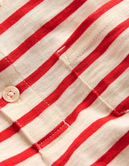 Slub Polo Shirt - Poppy Red/ Ivory