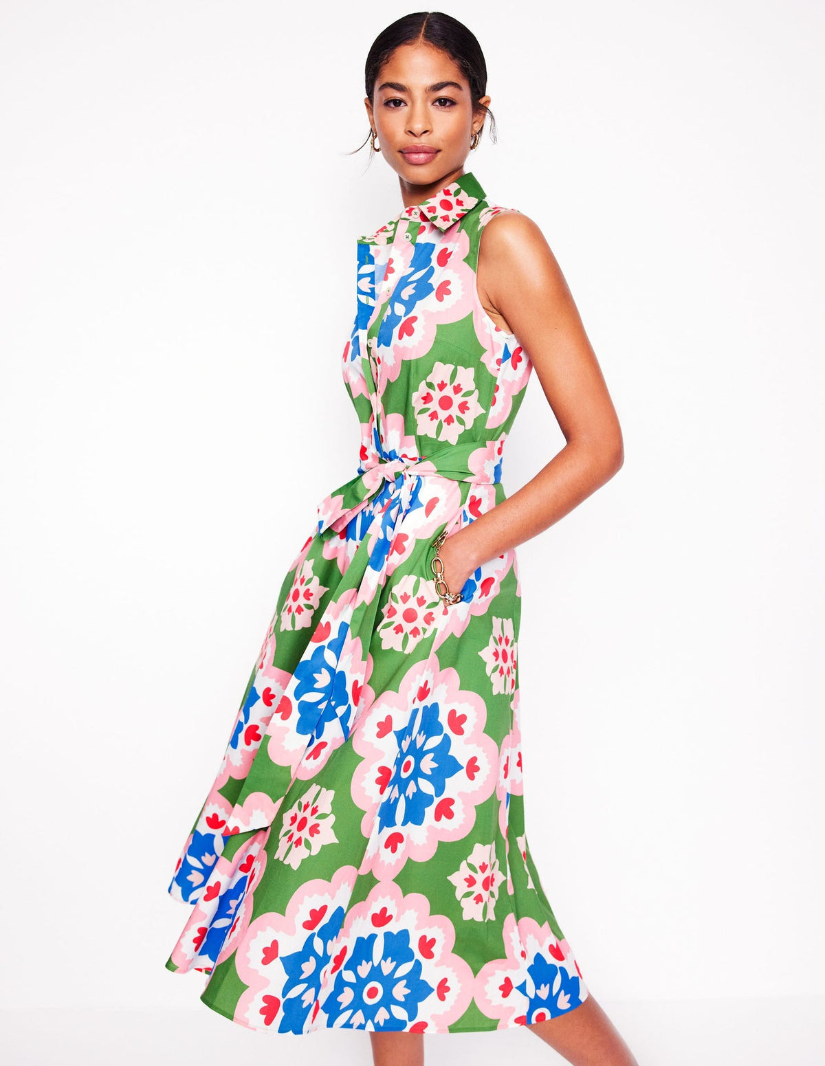 Amy Sleeveless Shirt Dress - Multi, Bloom Geo