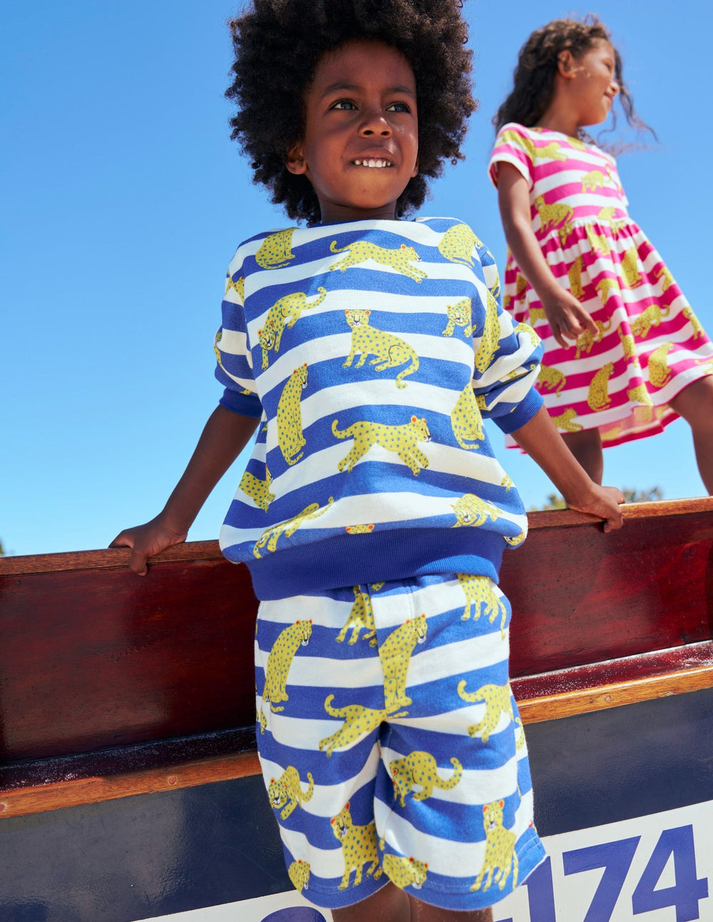 Printed Shorts - Bright Blue Leopard Stripe