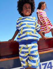 Printed Shorts - Bright Blue Leopard Stripe