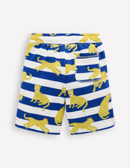 Printed Shorts - Bright Blue Leopard Stripe