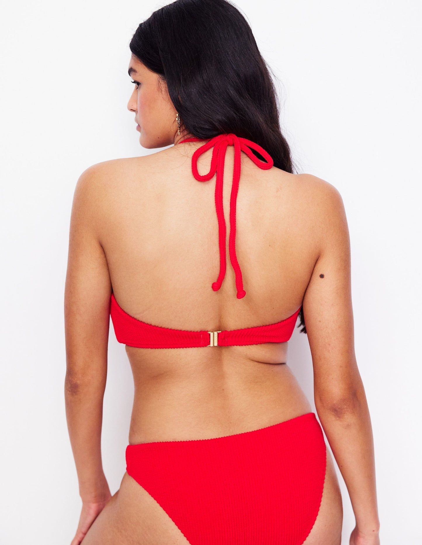 Crinkle Texture Bikini Top - Tulip Red