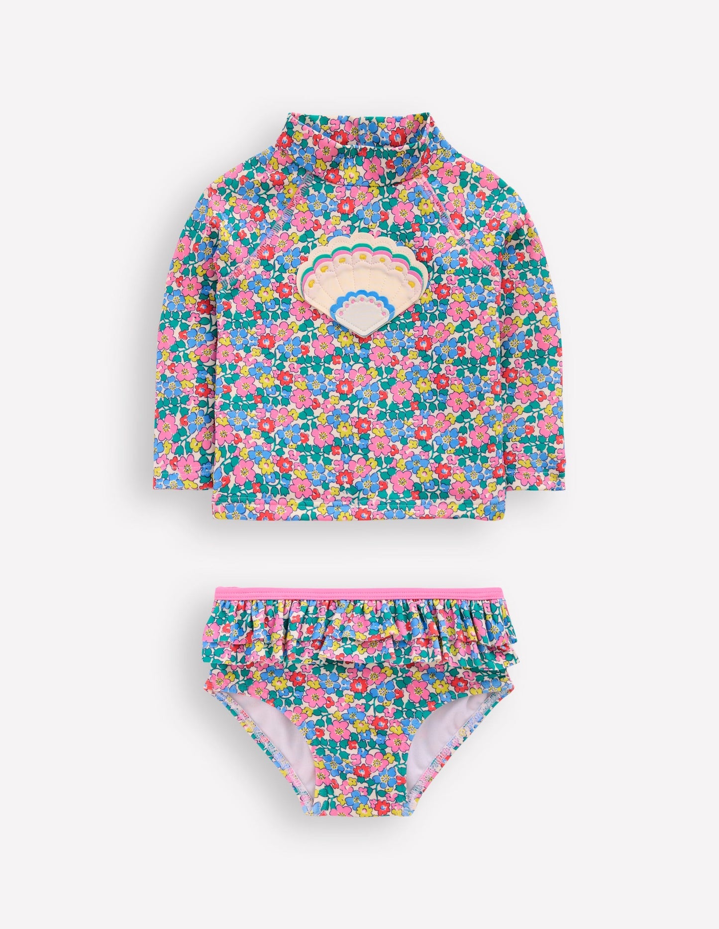 Frilly Rash Vest Set - Multi Flowerbed Shell