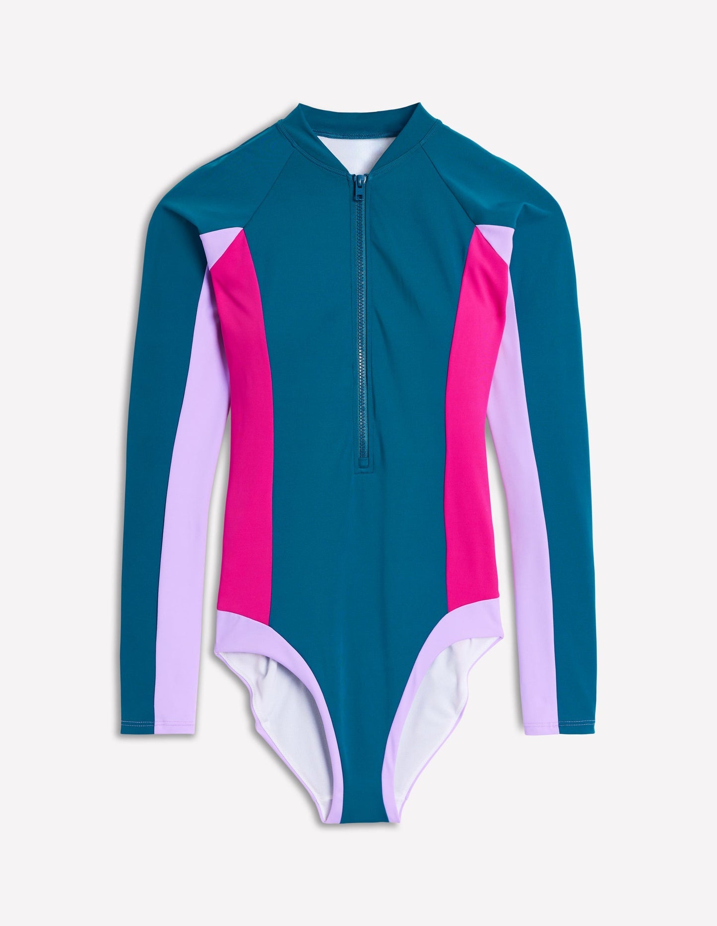 Sporty Raglan Sleeve Swimsuit - Oceanside Blue