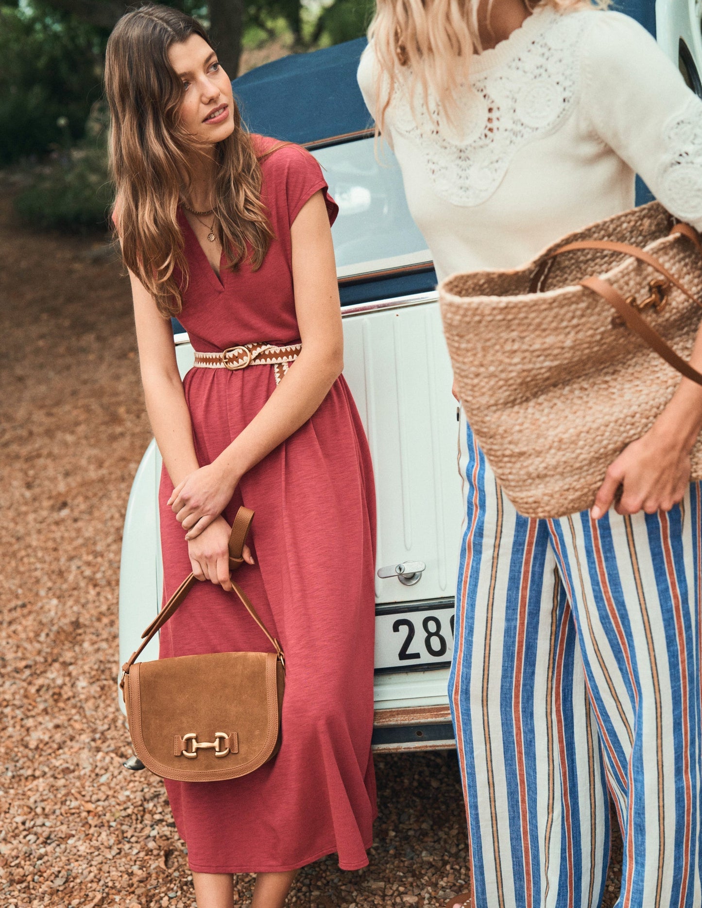 Chloe Jersey Midi Dress - Terracotta Red