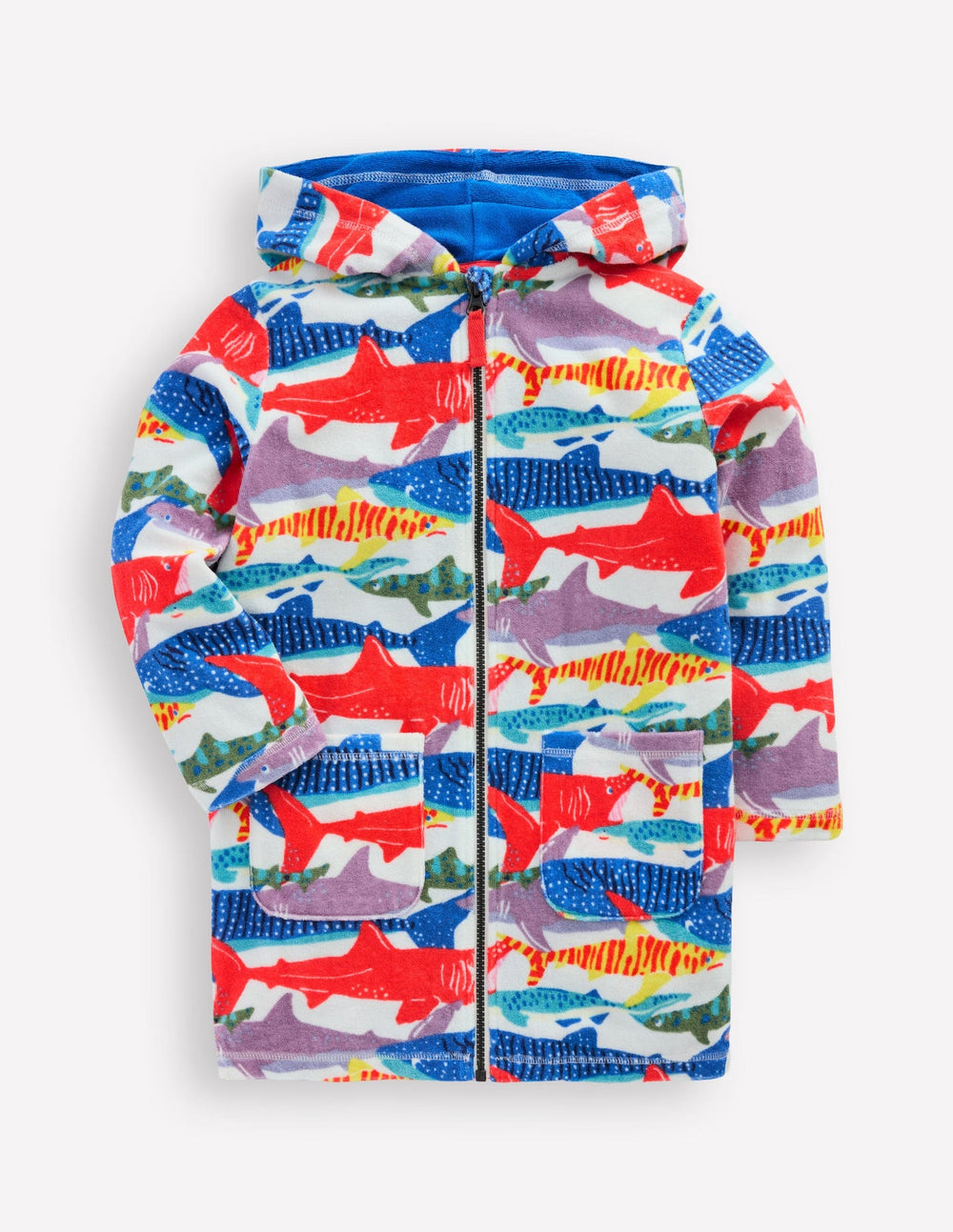 Towelling Zip - Up Throw - On - Ivory Riso Shark