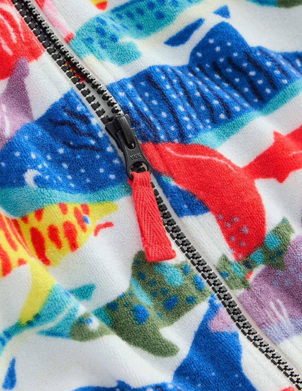 Towelling Zip - Up Throw - On - Ivory Riso Shark