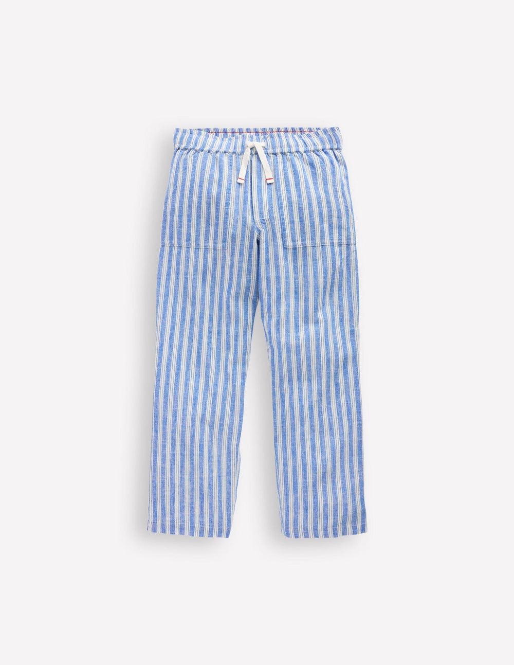 Cotton Linen Pull - On Pants - Blue Ticking