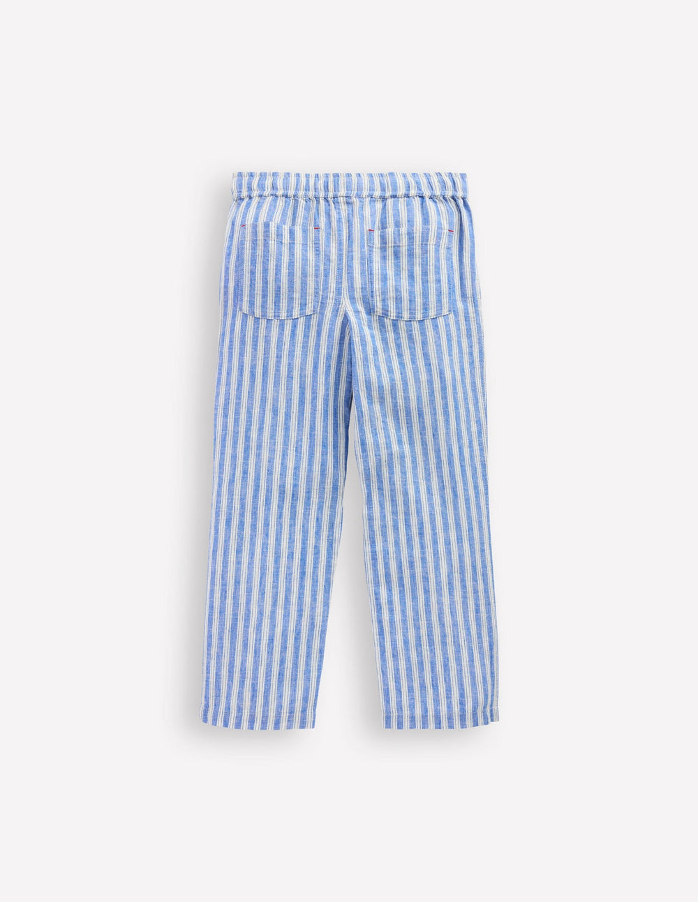 Cotton Linen Pull - On Pants - Blue Ticking