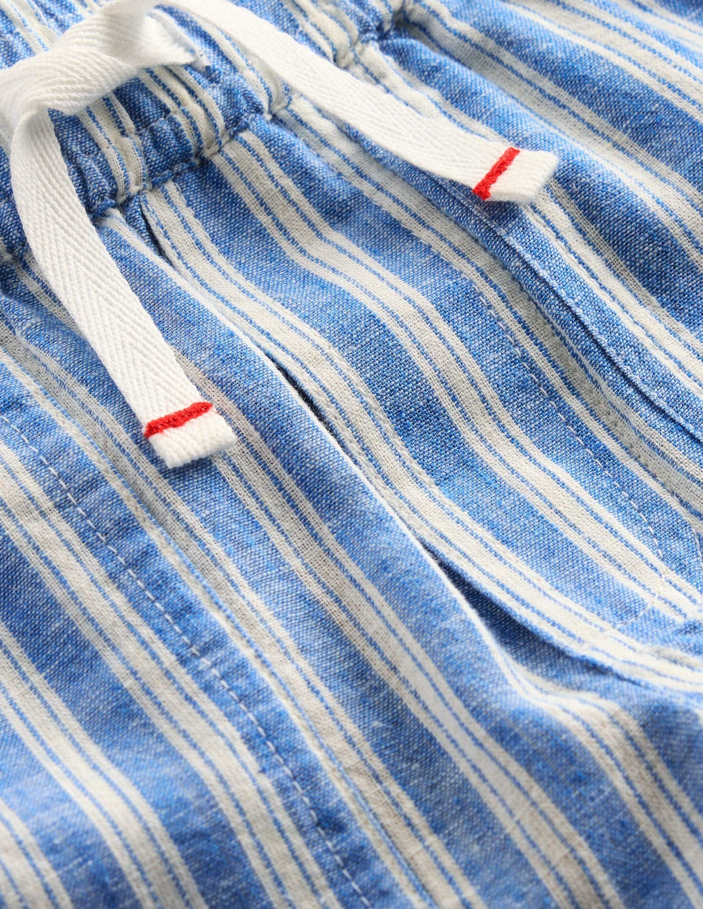 Cotton Linen Pull - On Pants - Blue Ticking