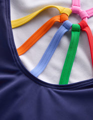 Selena Rainbow Strap Swimsuit - College Navy